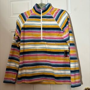 ❤️2/$15 or 3/$21❤️NWT Eddie Bauer Striped 1/4 Zipped Pullover Fleece, Size M